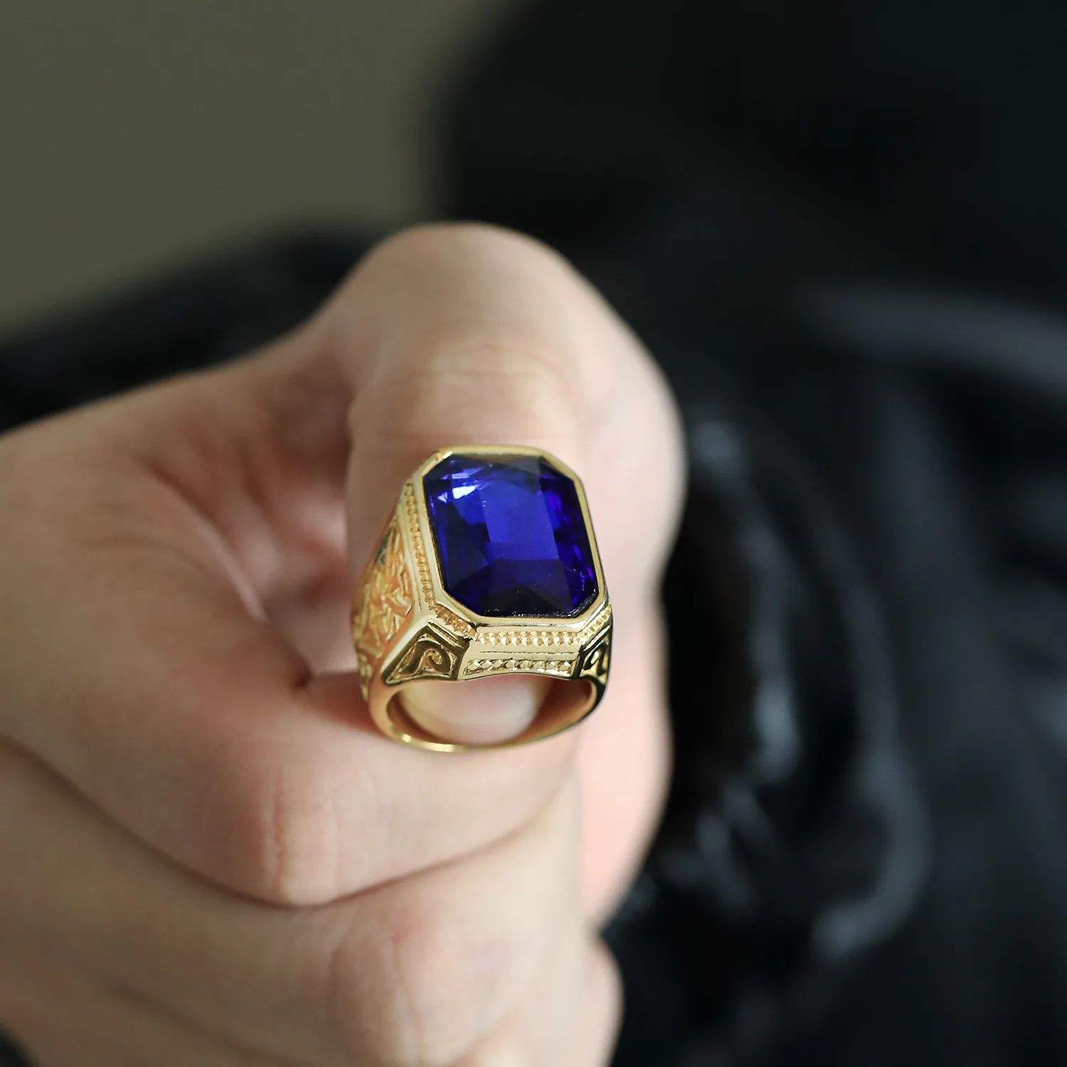Hochwertige große quadratische Edelsteinringe für Frauen, Edelstahl-Ehering, direkt ab Werk, Großhandel mit Schmuck – Detail 7
