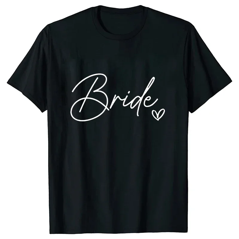 Team Bride Bridesmaid T-shirt Bachelorette Hen Party Tops Basic O-collar Tees Bridal Shower Wedding Engagement Party EVJF Tshirt