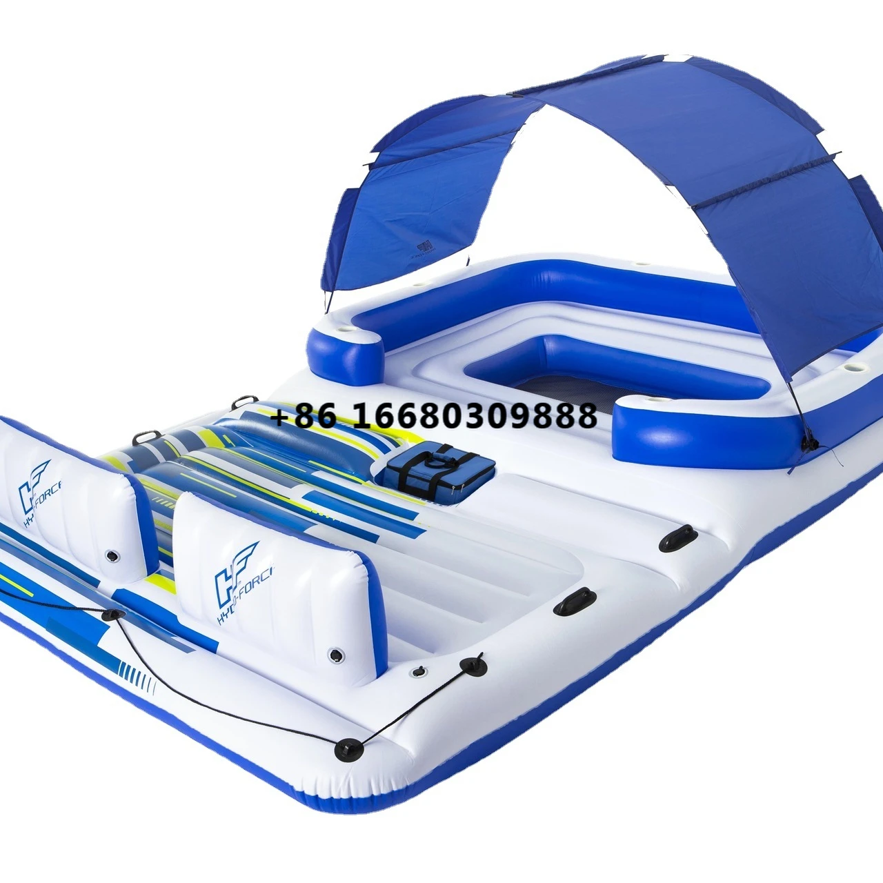 High quality inflatable swimming pool Thickened Large 10 person Inflatable Floating Island Water Floating Bed With Canopy