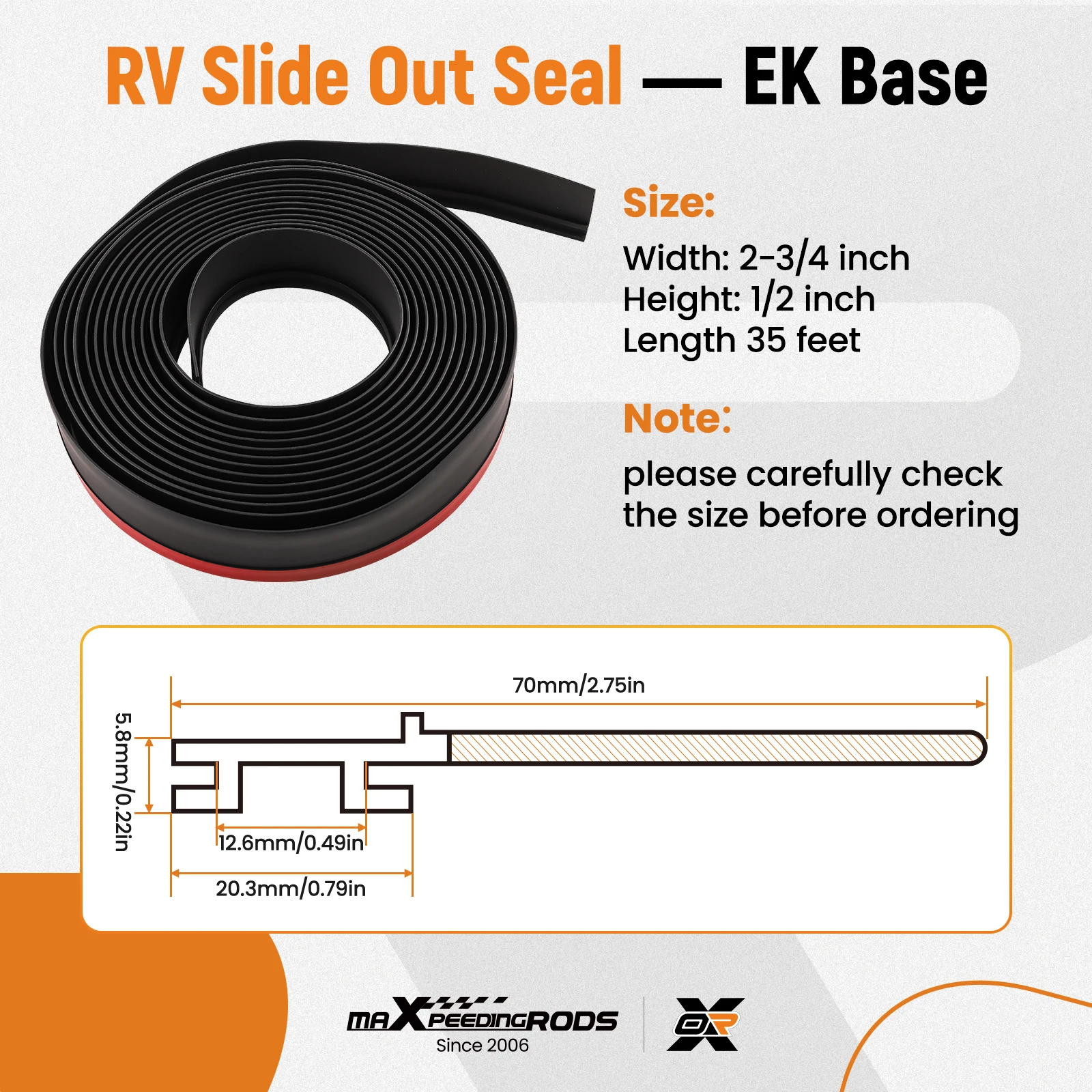 Slide Out Wiper Seal Fits for Most RVs and Travel Trailers with Different Brands 018-341EK 018-312-EKD