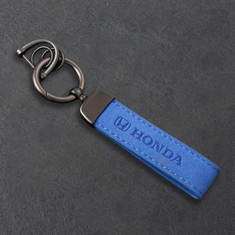 Suede Fur Car Emblem Keychain Car Logo Pendant Keyring For Honda Civic xrv hrv crv brv City Accord Fit Jazz Insight Accessories view 2