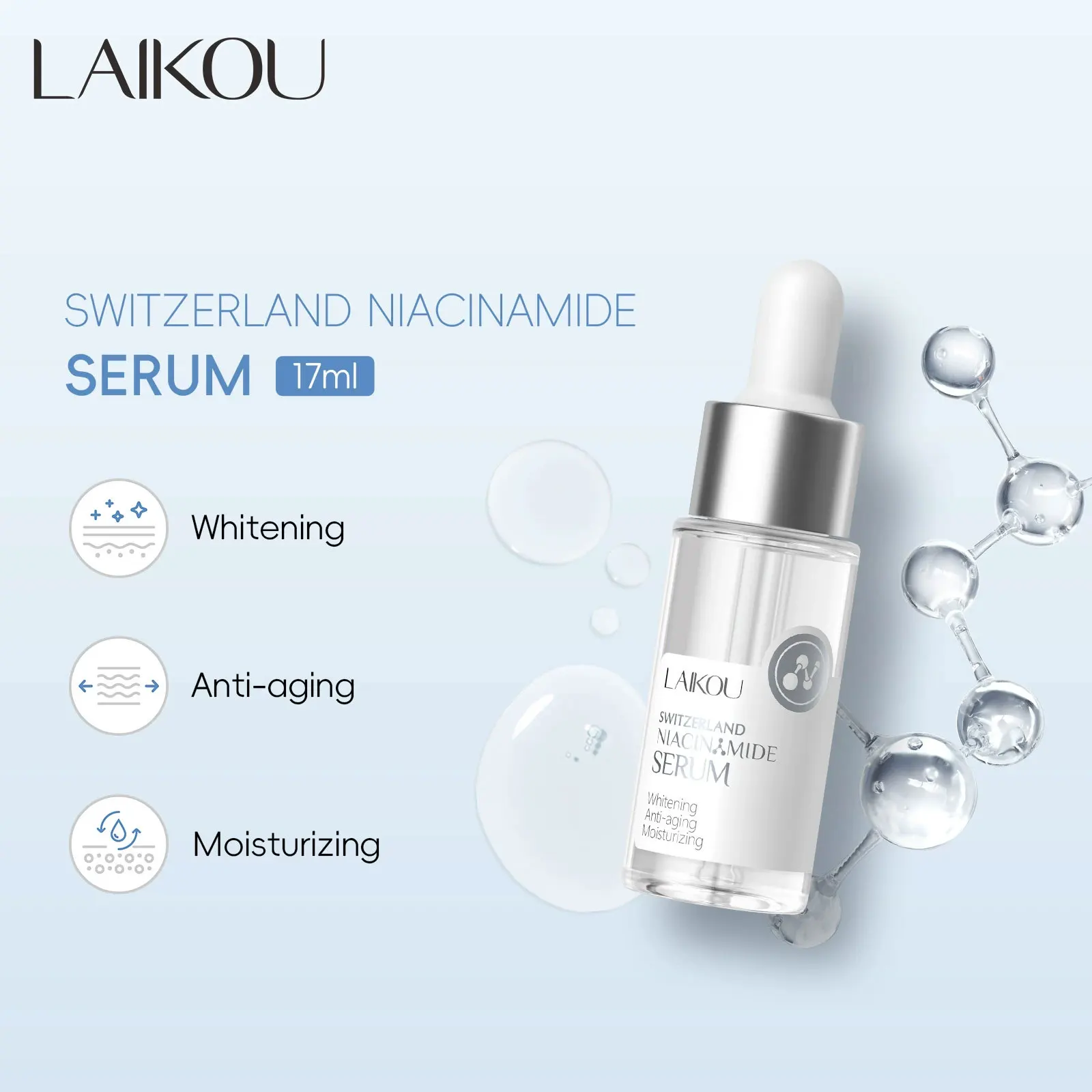LAIKOU Switzerland Niacinamide Essence 17ml Whitening / Anti-aging / Moisturizing and Hydrating Skin Care Products