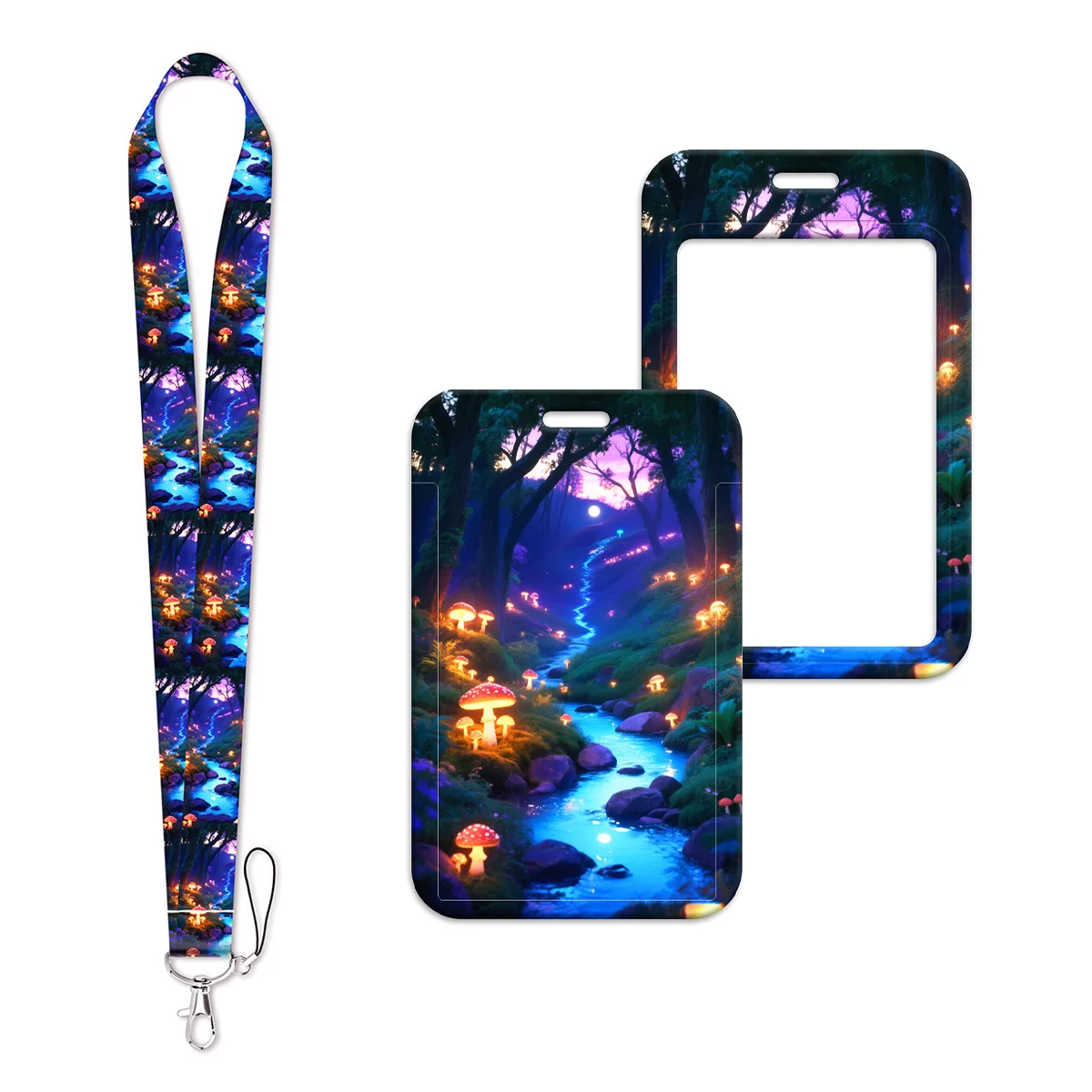 

Dreamy Mushroom Lanyard Neck Strap Keychain Plant ID Card Cover Badge Holder Mobile Phone Hang Rope Keyring Accessories Gifts