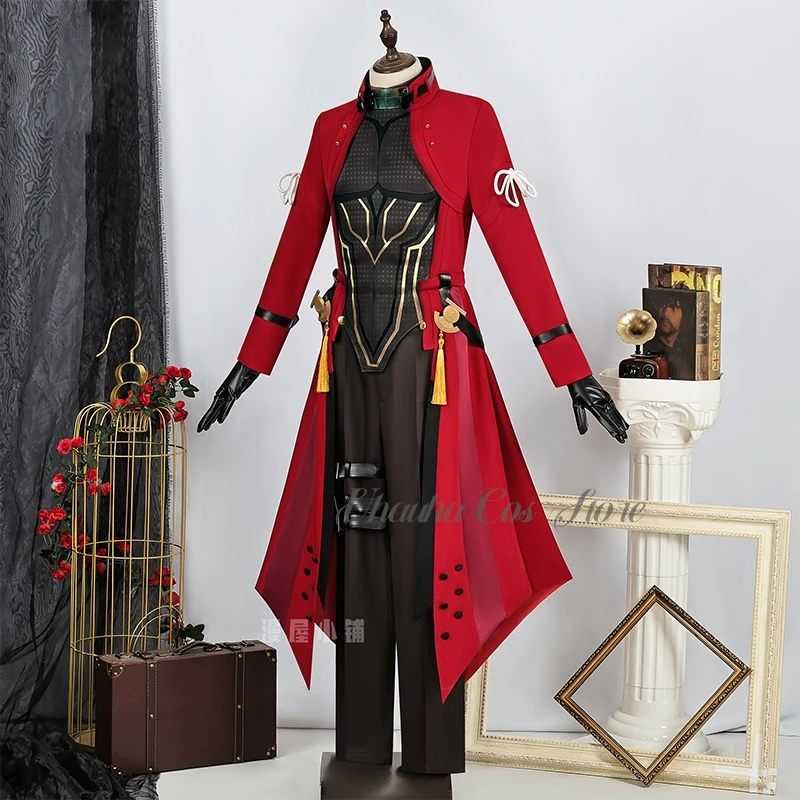 Archer Cosplay Honkai: Star Rail Fate Stay Night ssiUnifom Vintage Trench Coat Gótico Masculino Terno Vermelho Ternos de RPG
