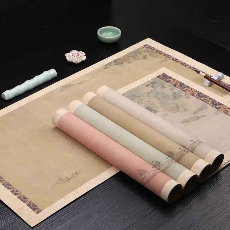 Batik Calligraphy Rice Paper Antique Brush Writing Half Ripe Rice Paper Chinese Style Regular Script Official Script Xuan Paper