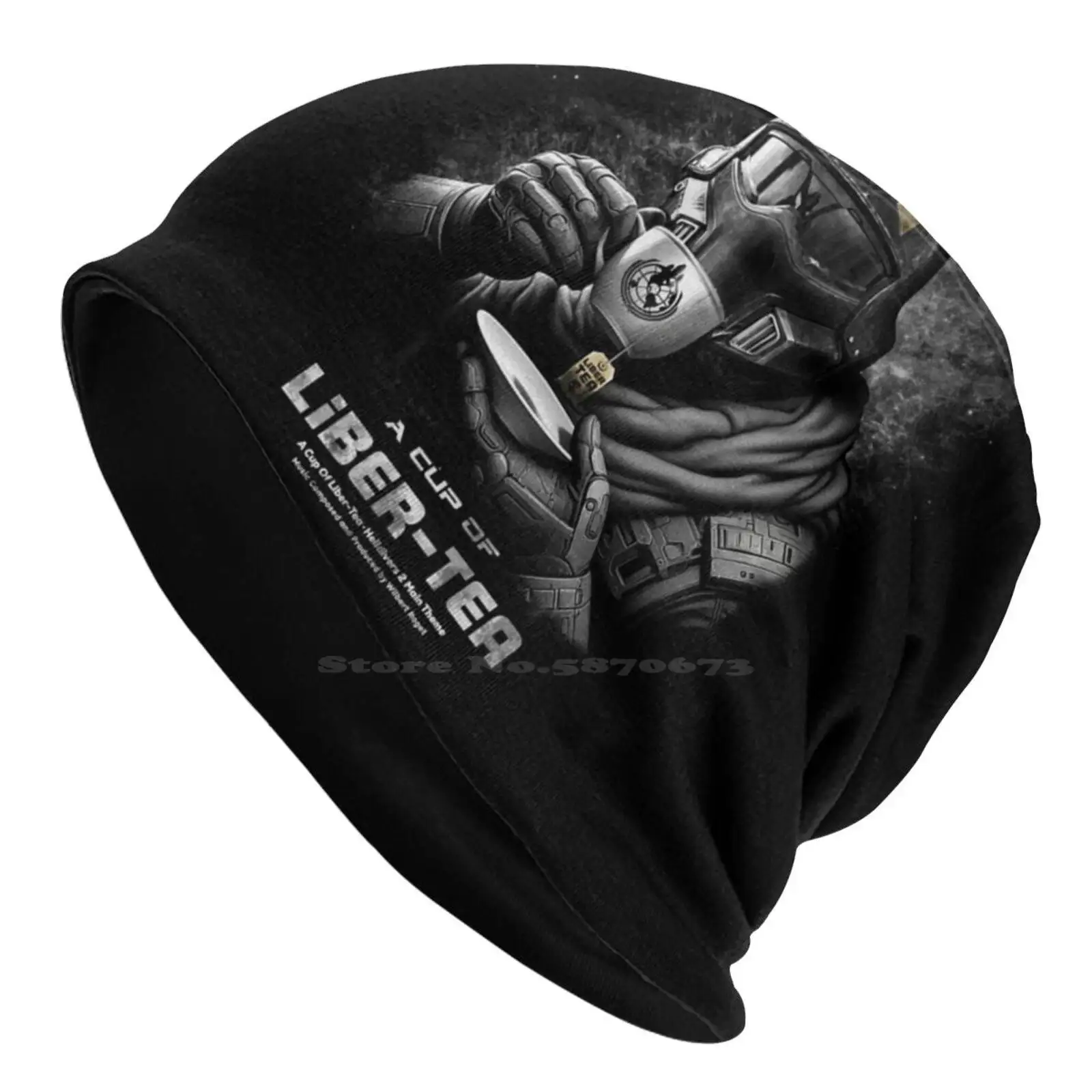 Helldivers 2-Liber-Tea Poster Fanart Beanie Autumn Winter Warm Hat Liberty Helldivers Helldivers 2024 Liber Tea Scout Striders