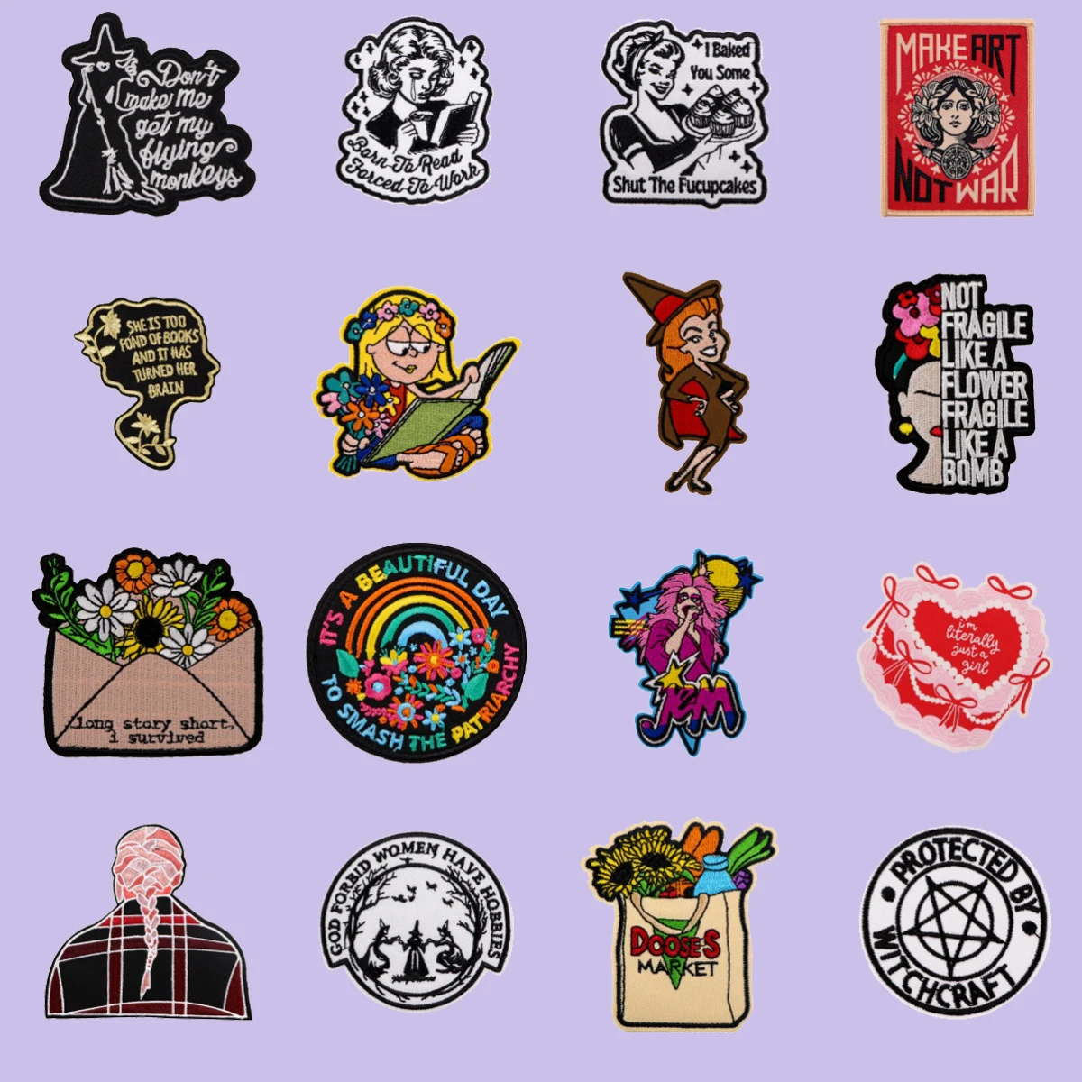 

Cartoon Girl Witch Embroidered Patch for Clothing Jackets Feminism Patch DIY Iron on Patch Applique Accessories Sticker