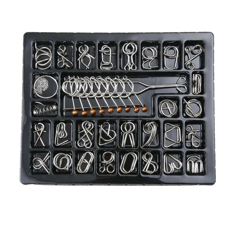 Materiały metalowe druty 3D Montessori Puzzle trudne rozplątanie żelazne łamigłówka Test IQ zabawki Juegos De Ingenio Y Habilidad