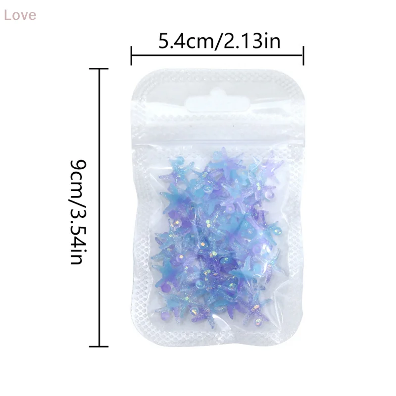 [L & P] 50 Uds. De dijes 3D para decoración de uñas de océano, concha de estrella de mar de verano, decoración de uñas, suministros de accesorios para uñas con gradiente luminoso de resina