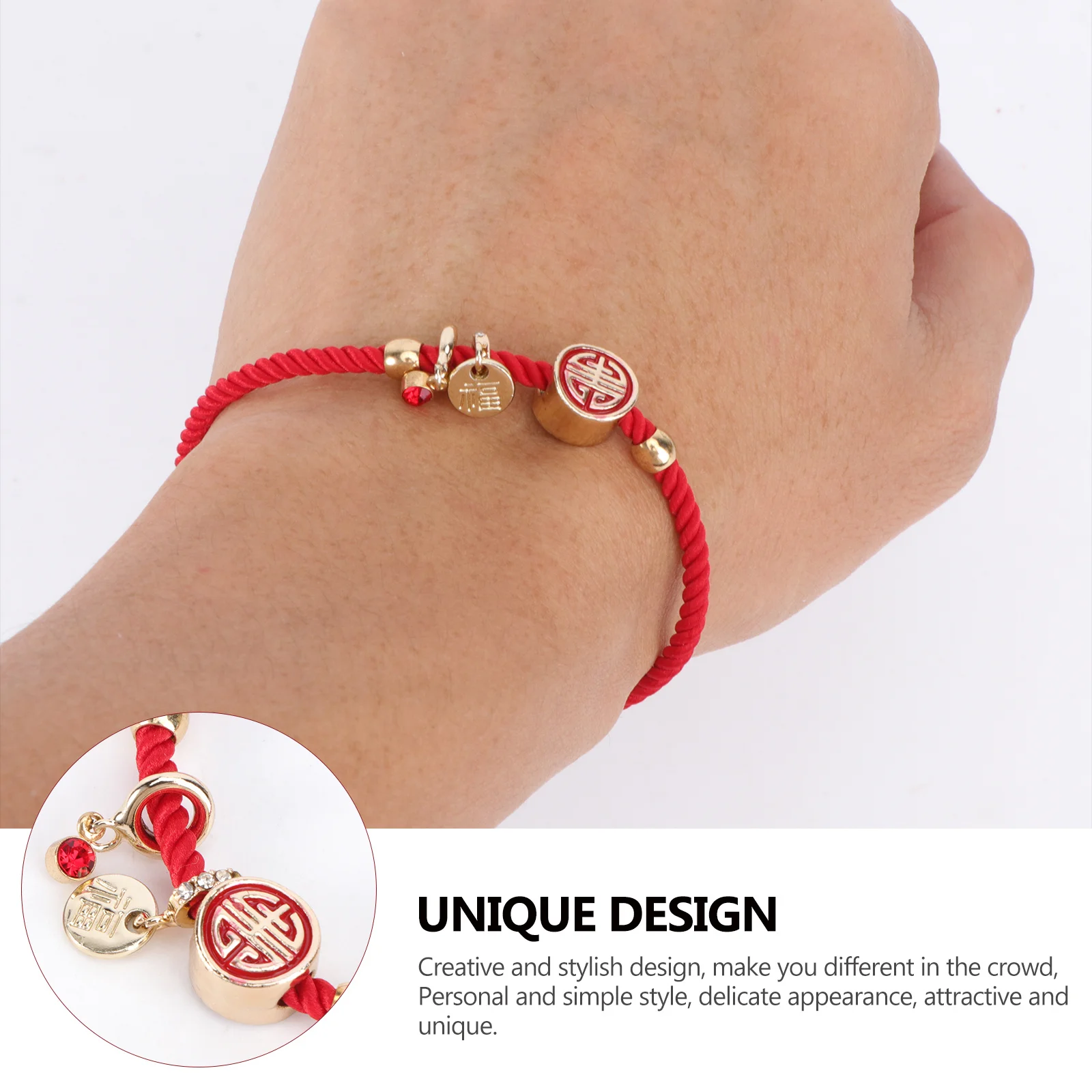 

1Pcs Red Hand Rope Bracelet Exquisite Detail Happy Mood Student Bangle for Daily Wearing Accessory Student Bracelet