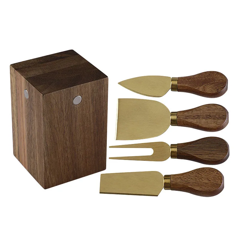 Cheese Knife and Fork Set with Magnetic Knife Block Holder Cutlery Display Stand and Storage Rack view 3