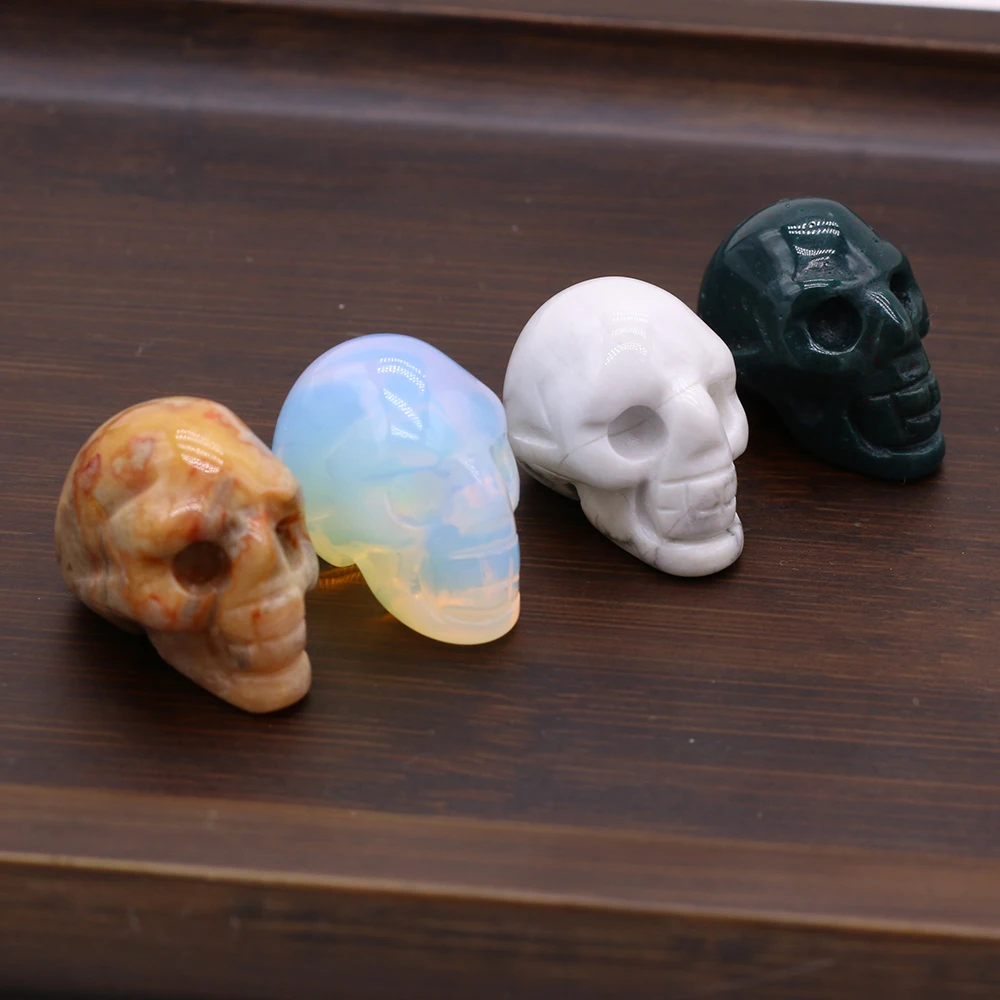 Natural Crystal Skull Gem Ghost Head Decoration Carvel Opal Skulls Polished Healing Stone Home Decor Ornament Mineral Jewelry