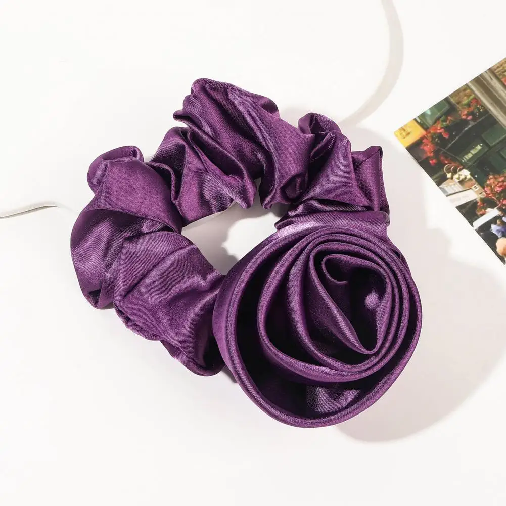 Rose Flower Decor Hair Rope Accessories Large Elastic Hair Tie Rose Rubber Hair Band Women Horsetail Holder Веревка Для Волос