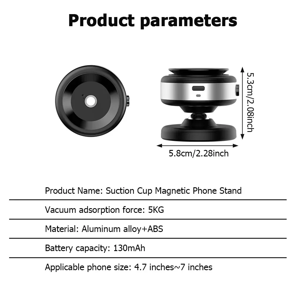 360 ° Drehbarer magnetischer Auto-Vakuum-Handyhalter für Armaturenbrett, GPS-Halterung für MagSafe iPhone 17 16 15 14 13 12 Pro Max Handyhalterung – Detail 1