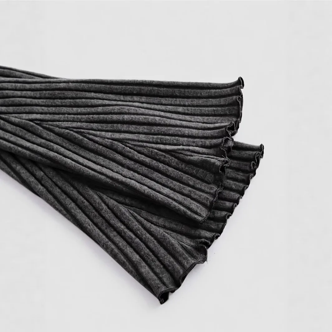 2025 가을 긴 소매 짧은 스플라이싱 레귤러 소매 봄 울 니트 셔츠 슬림핏 여성 니트 셔츠 패션