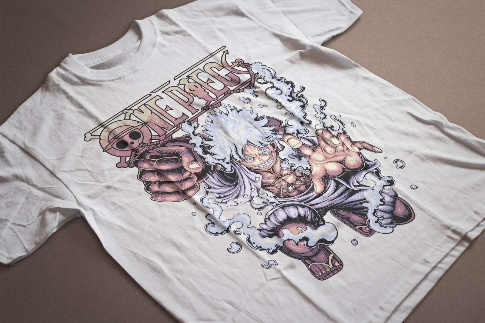 

2026 Summer New One Piece Series Men's and Women's T-Shirts Luffy Lombok Kina Cartoon Printed Cotton Loose Short Sleeve Top