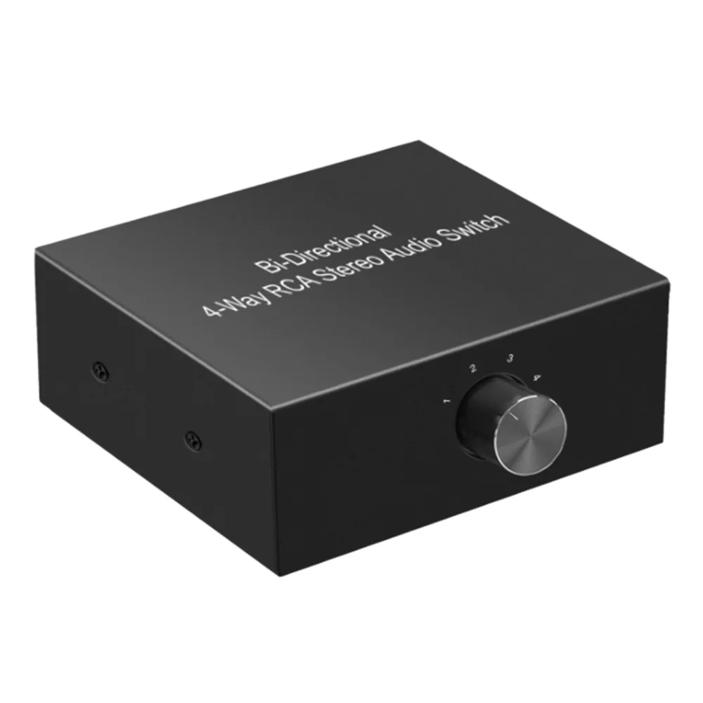 4 Way Stereo L/R Sound Channel Bi-Directional Audio Switcher 4 in 1 Out/1 in 4 Out Audio Switch Splitter for