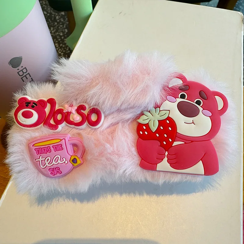 Disney lotso pink barbie-style plush hair grabs letters from the back of fruit head shark clip princess hair