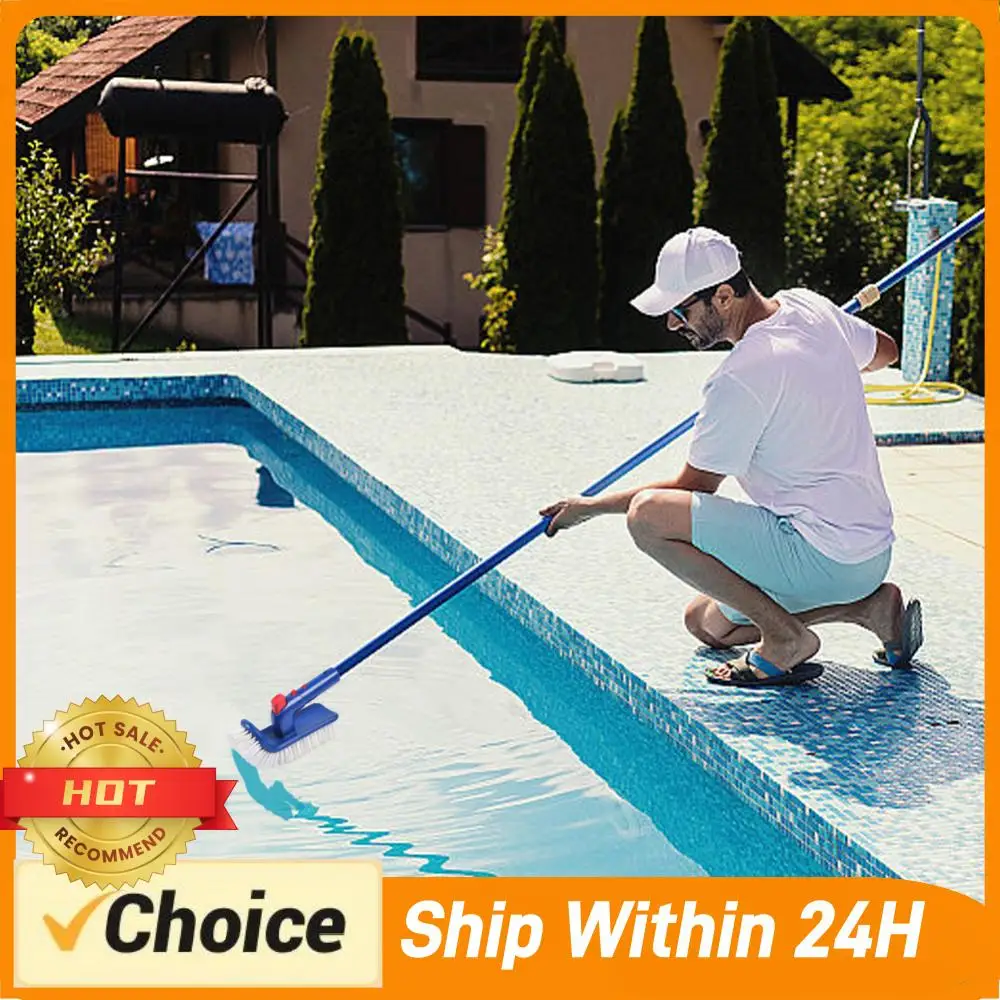 

Pool Brush Hand Scrub Brush Curved End 180 Degree Rotating Pool Cleaning Brush Fine Bristles for Inground & Above Ground Pool