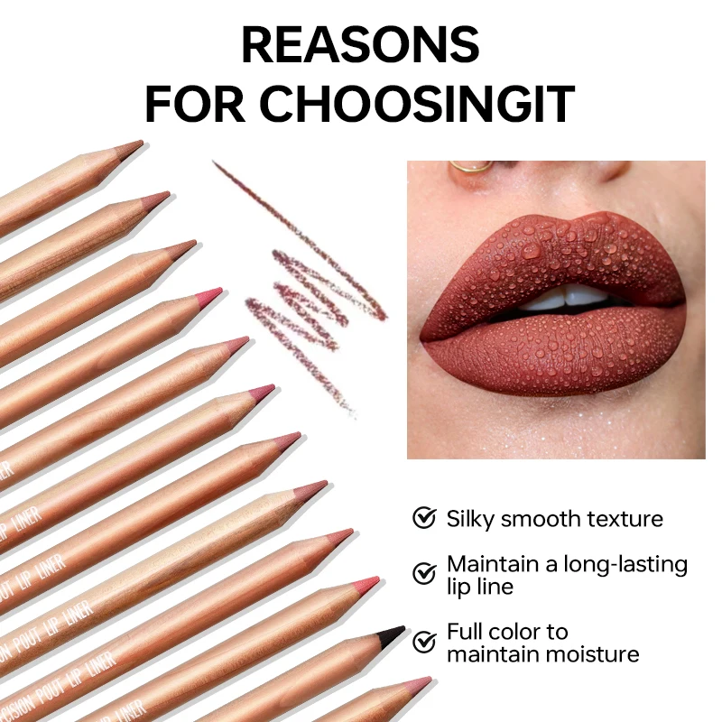 Pudaier Set di 12 matite per labbra multicolori opache impermeabili, regalo di San Valentino naturale a lunga durata, resistente al sudore