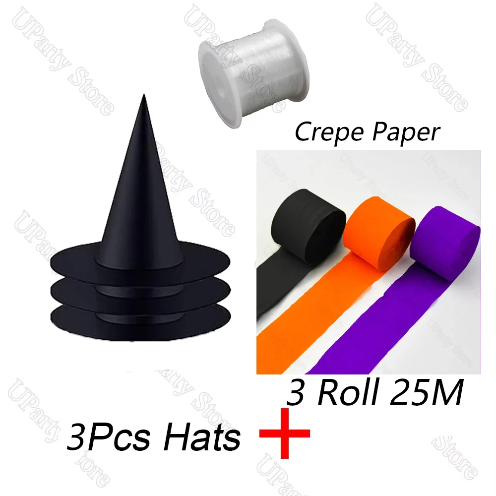 6/12 Stück Halloween-Hexenhüte in Schwarz mit Seil zum Aufhängen, Zaubererhüte, Großpackung für Zuhause, Outdoor, Veranda, Halloween-Dekoration, Mitbringsel