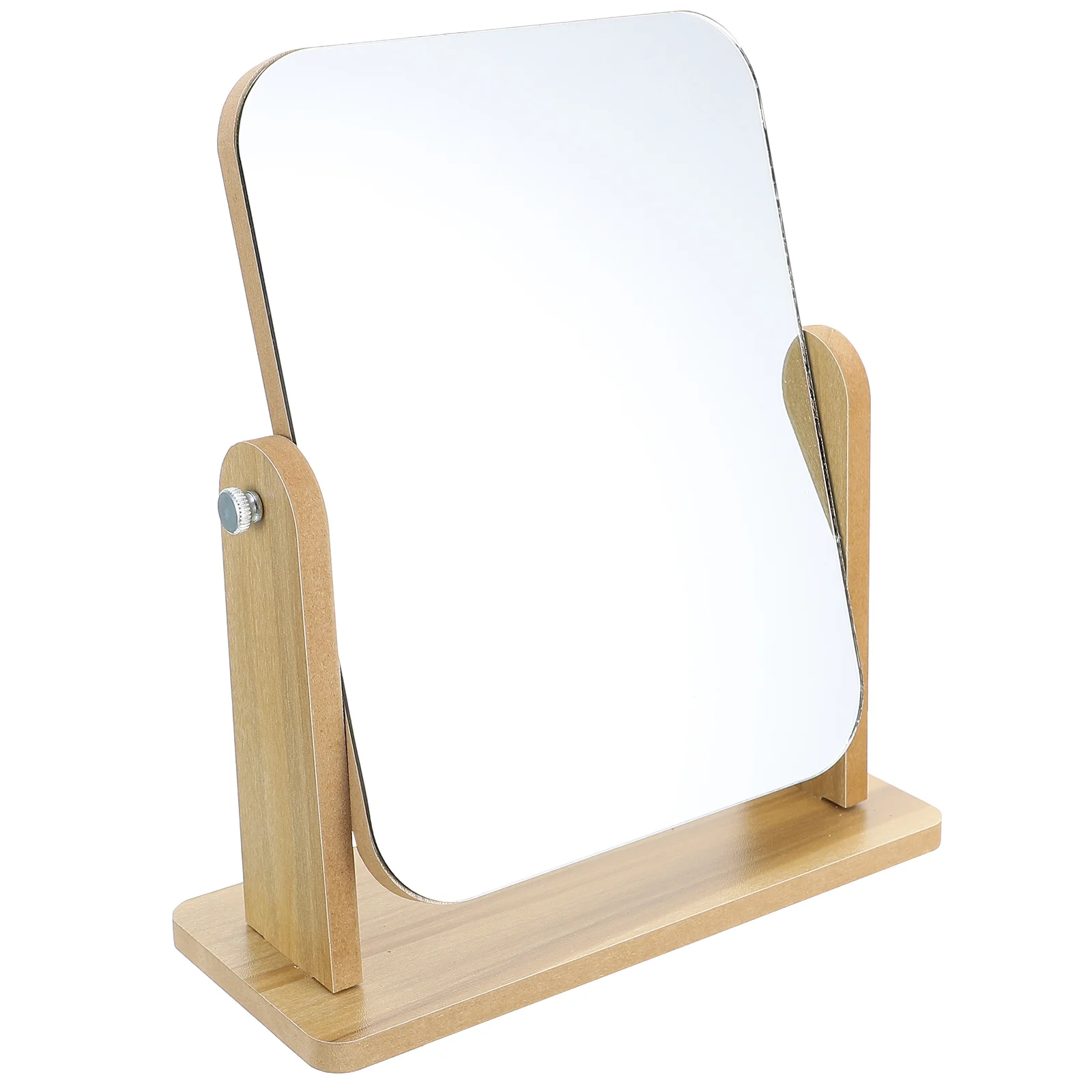 

Desktop Vanity Mirror Girls Makeup with Stand Tabletop Women Swivel Stool Oval Wooden Frame Square