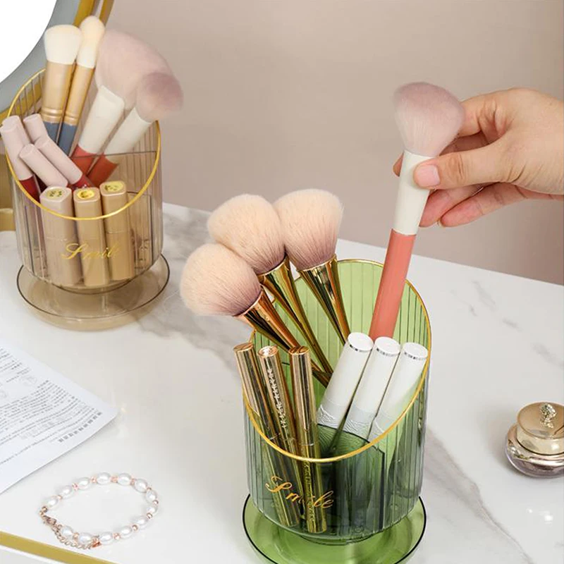 Makeup Brush Storage Box Desktop Round Eyebrow Pencil Lipstick Holder Makeup Organizer Cosmetics Container Brush