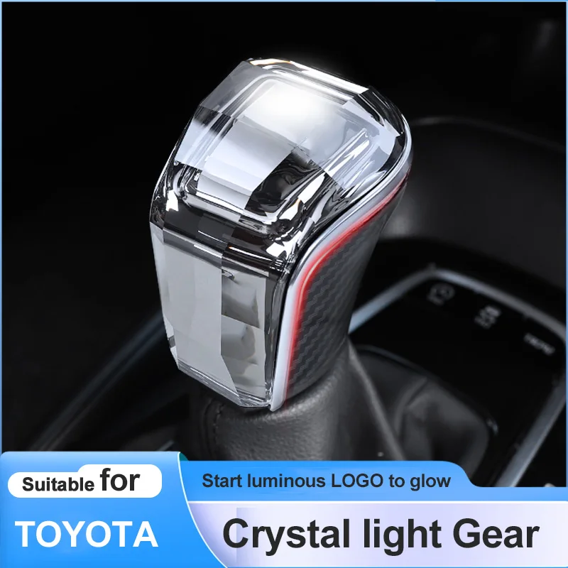 For Toyota Camry Avalon Corolla Cross 18-22  Gear Shift Knob Crystal With Light Modified Accessories Side Light Bar 7 Colors