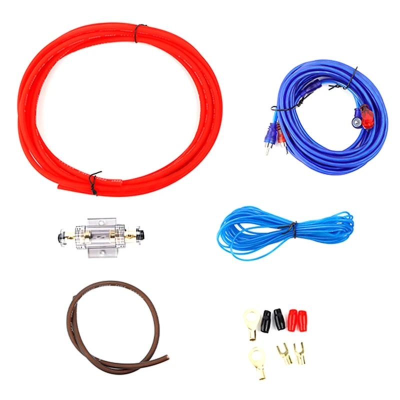 8GA Power Cable Subwoofer Speaker  Car Audio Wire Wiring Amplifier RCA Power Cable Fuse Kit