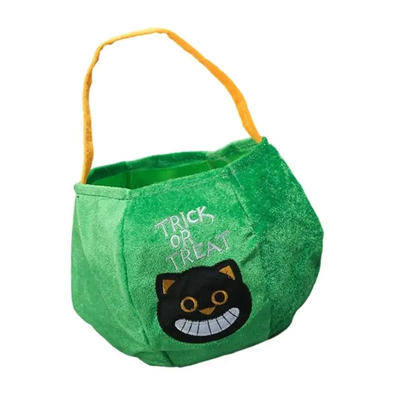 E8BD موسم الأعياد المخملية حقيبة الحلوى المتضخم تصميم اليقطين حفلة موسمية ملحق حفلة أساسية لجمع الحلوى #2