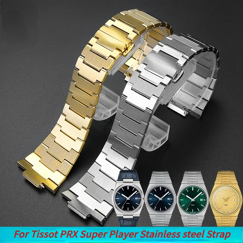 For 1853 Tissot PRX Super playerT137.407 T137.410 strap 12mm Men\'s stainless steel bracelet Folding buckle watchband accessories