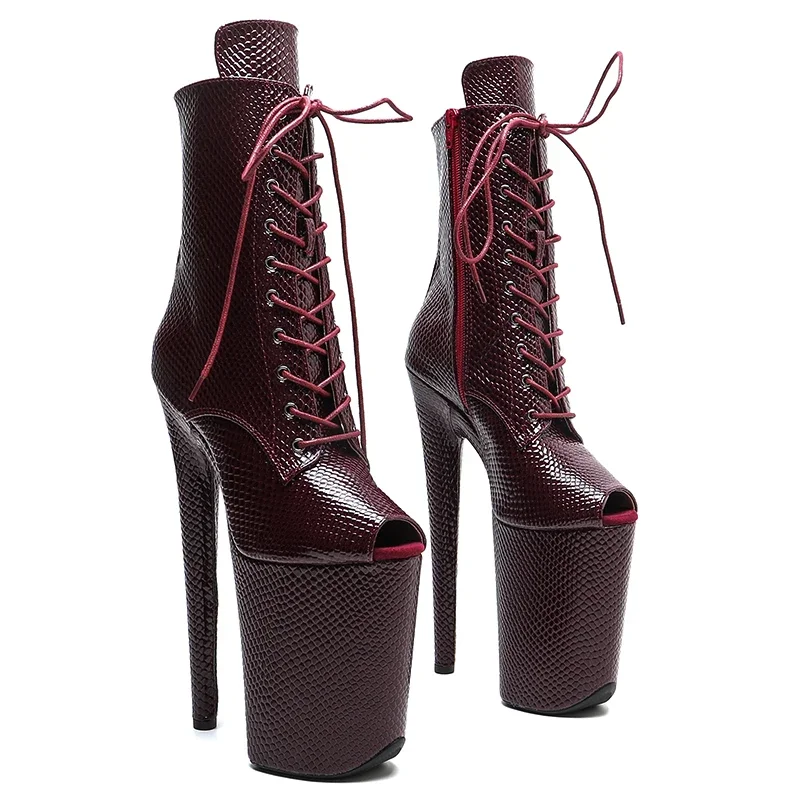 Leecabe  23CM/9inches Snake  small open toe Trend fashion High Heels stripper heels Pole Dance boots