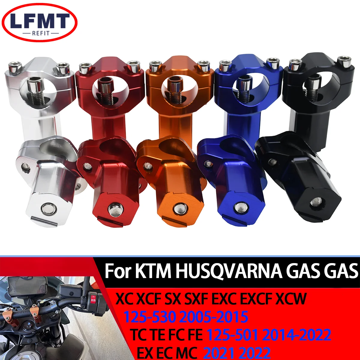 

Motorcycle 55mm CNC Handlebar Riser Bar Clamp Mount For KTM EXC EXCF SX SXF SXS XC XCF 125 200 250 350 450 530 Husqvarna GASGAS