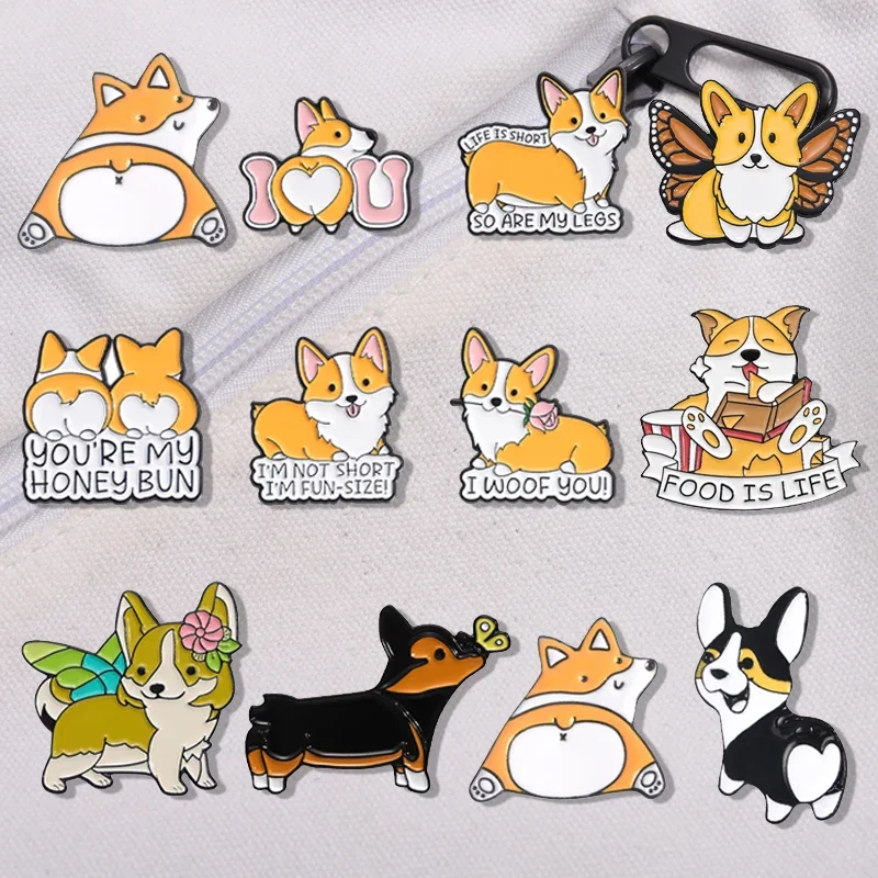 دبابيس المينا من سلسلة كرتون كورجي ، دبابيس كلاب حيوانات أليفة كاواي ، شارة طية صدر على ظهره ، مجوهرات حيوانات لطيفة ، إكسسوارات هدايا ، سيقان قصيرة #6