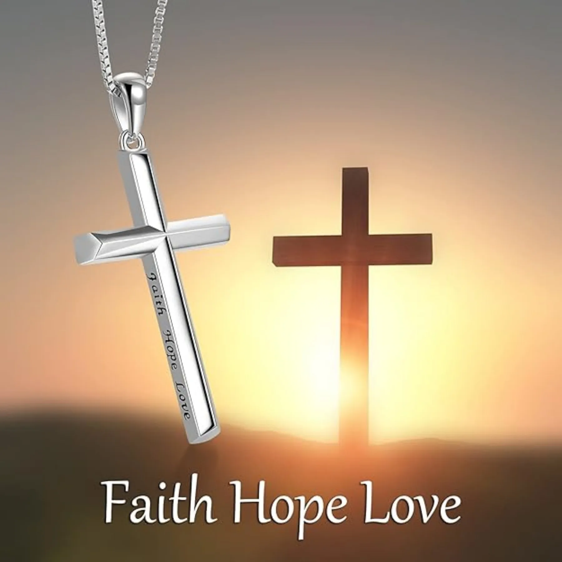

Cross Necklace Sterling Silver Religious Cross Pendant Necklace Birthday Christmas Jewelry Gifts for Women Girls Unisex