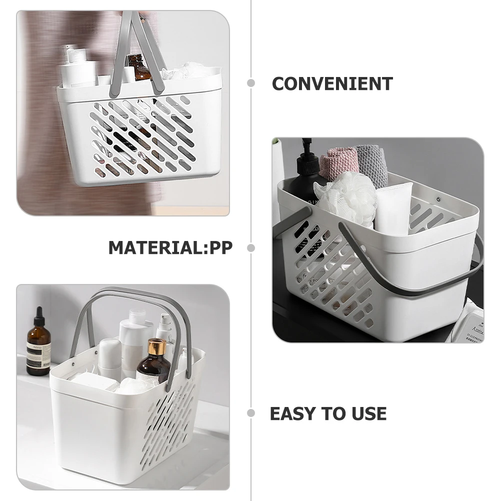 

Hollow Bath Basket with Handle Strong Plastic Shower Basket Lightweight Portable Storage Baskets for Home Travel Outdoor