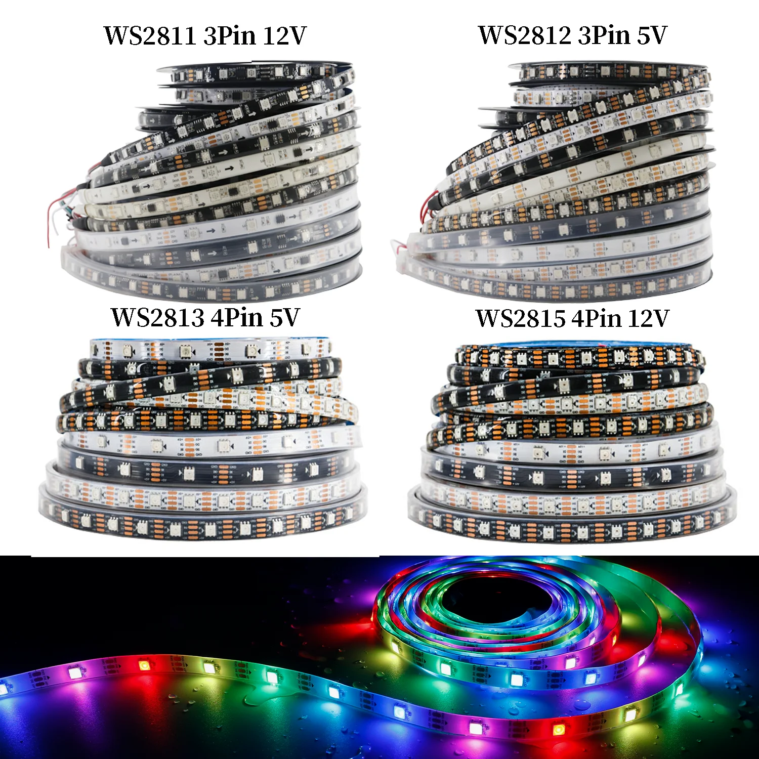 WS2812B Smart RGBIC Led stirp Lights WS2812 WS2811 WS2813 WS2815 Individually Addressable Dream Color LED Light lamp IP30/65/67