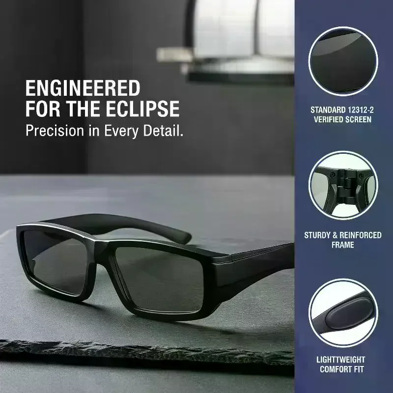 Solar Eclipse Viewing Glasses With UV Eye Protection And Safe Clear Lenses For Outdoor Eclipse Watching Astronomy Activities
