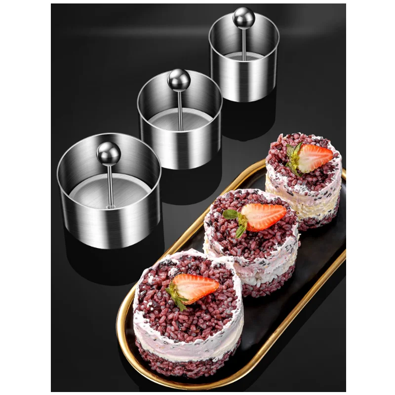 

3pcs Round Pastry Ring Forming Mold Stainless Steel Cake Rings for Baking Mousse Cake Molds Set with Press Kitchen Gadgets