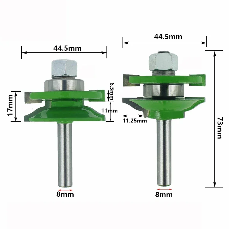 8mm Shank 3pcs Door Tenon Router Bit Cabinet Rail & Stile Set Panel Raiser Ogee Milling Cutter for Wood