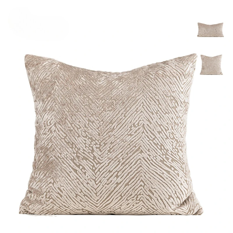 30X50/50X50CM Beige Cut Velvet Throw Pillow Cover Antique Modern Stamping Waist Cushion Cover Decor Home Decorative Pillowcase