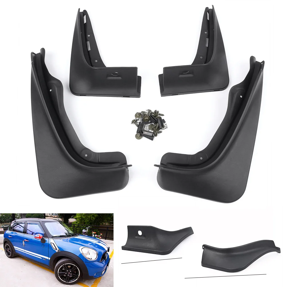 Car Splash Mudguard Mud Guard Flaps For Mini Cooper/ One R56 2008 2009 2010 2011 2012 2013 2014 2015 Black Plastic 4PC/SET