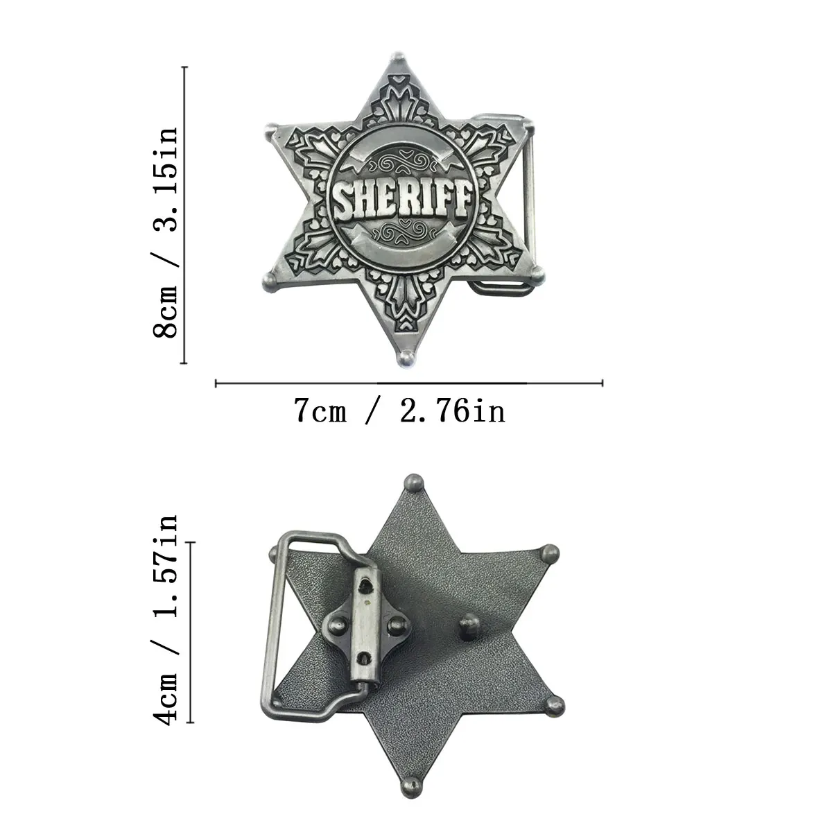 Western Cowboy Star Belt Buckle Antique Silver Engraved Metal Buckle Fit 4cm Men Leather Jeans Belt Decorative Belt Plate