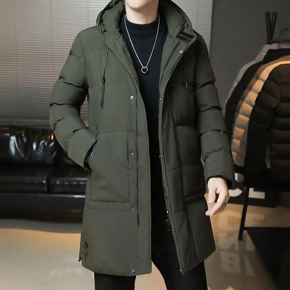 Cotton Coat with Pockets Warm Mid-length Cotton Coat Windproof Hooded Winter Coat with Pockets Lightweight Cold for Outdoor