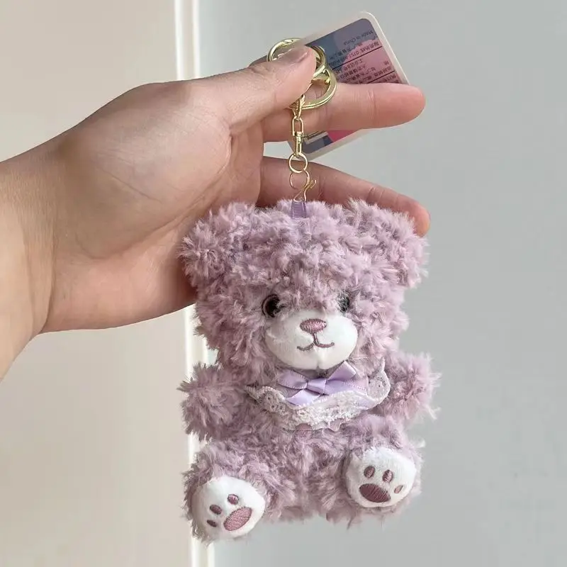 Schattige roze teddybeer knuffel sleutelhanger meisje rugzak dier pop hanger auto decoratie hanger paar kerst verjaardagscadeau