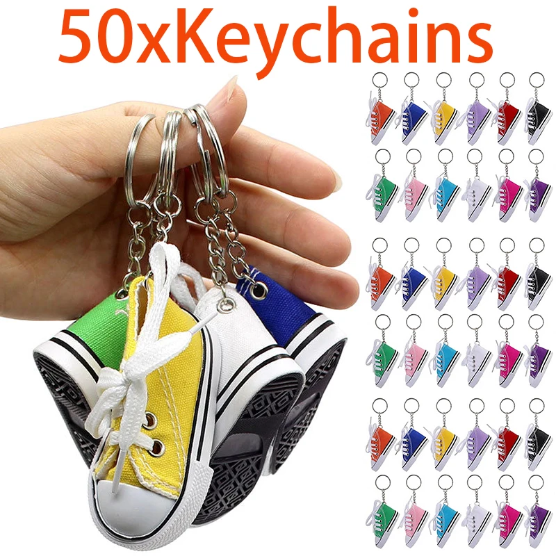 

50Pcs 3D Mini Canvas Shoes Keychain Accessories For Women Bags