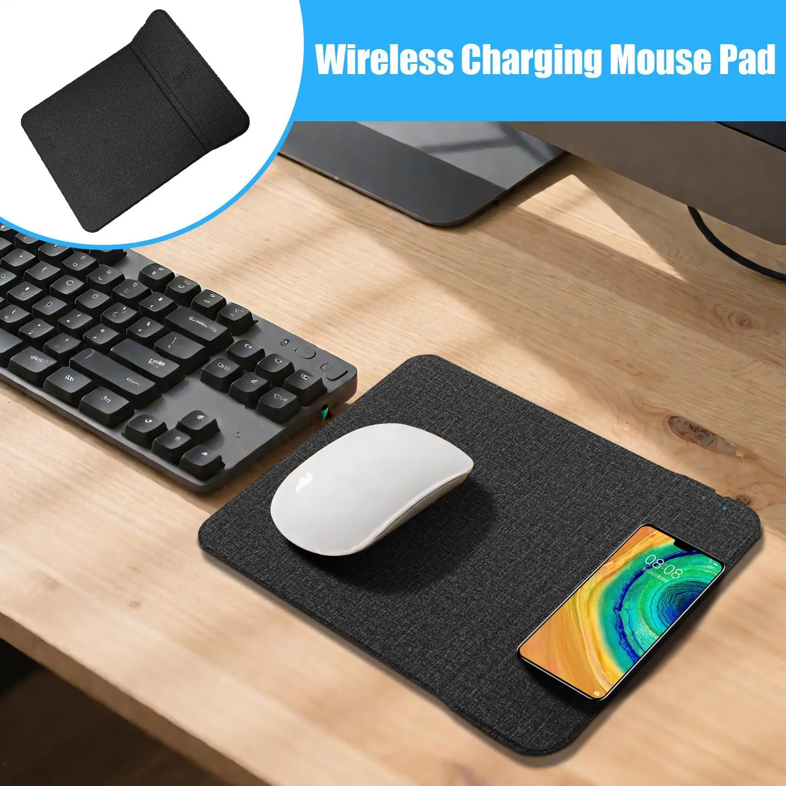 Wireless Charging Mice Pad Mice Pad Charger Cell Phones Game Accessories For Desktop Pc Computer Travel Road Trip Laptop