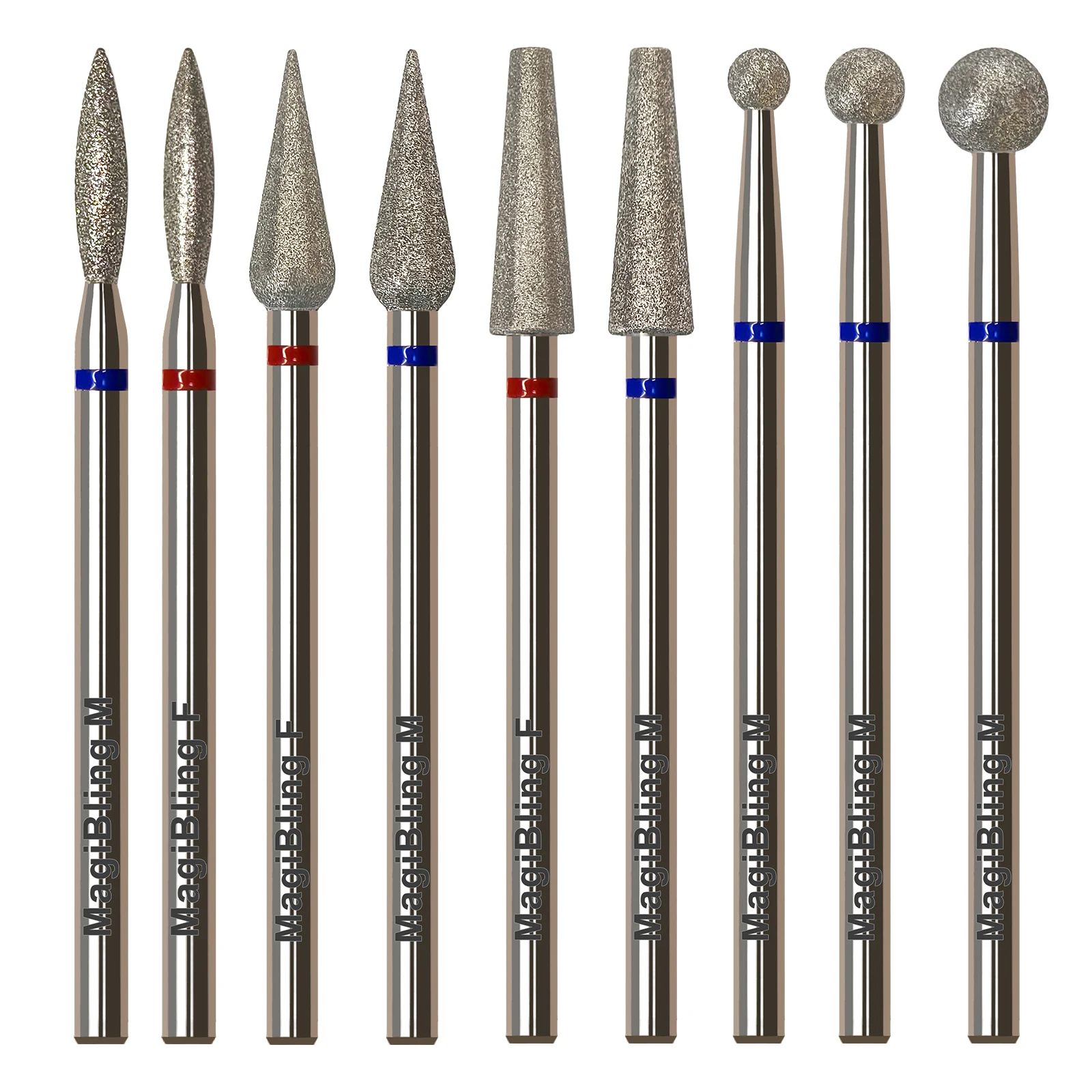 MagiBling Diamant-Nagelbohrer für E-File Maniküre, Nagelhautentfernung, Gel-Politur, Links-Rechts-Rotationspolierer, DIY-Nagelwerkzeug 3/32 Zoll