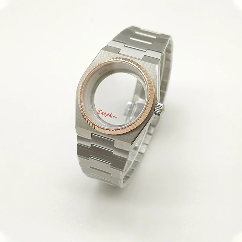 40mm Rose Gold PRX Super Player Watch Gear Case For NH35 NH36 NH38 7S26 4R Movement Sapphire Glass Multi-Color Dial Hands Parts
