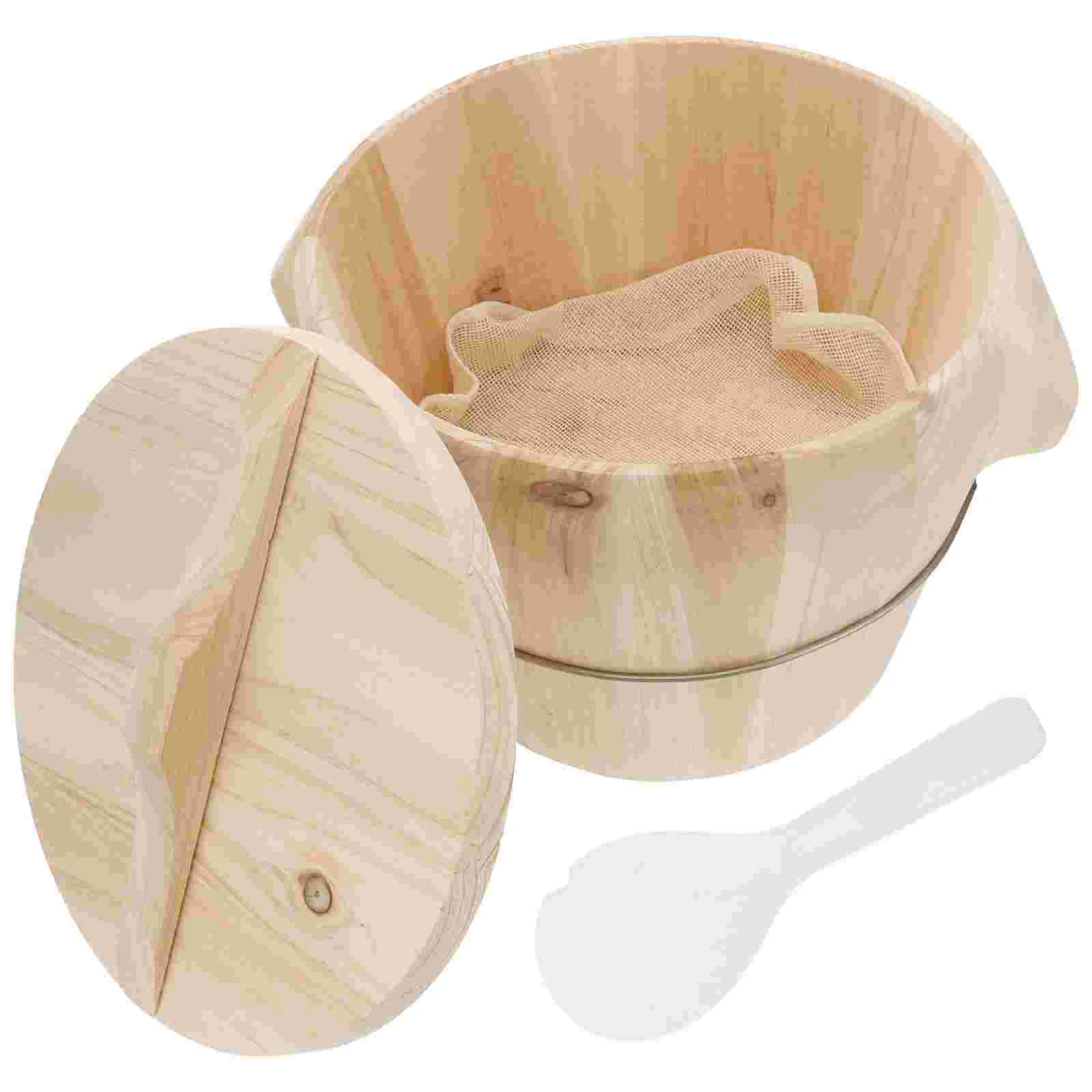 

Veggie Tray with Lid Steam Bucket Wooden Steamed Barrel Set Kitchen Steaming Gadget Rice Supply Baby